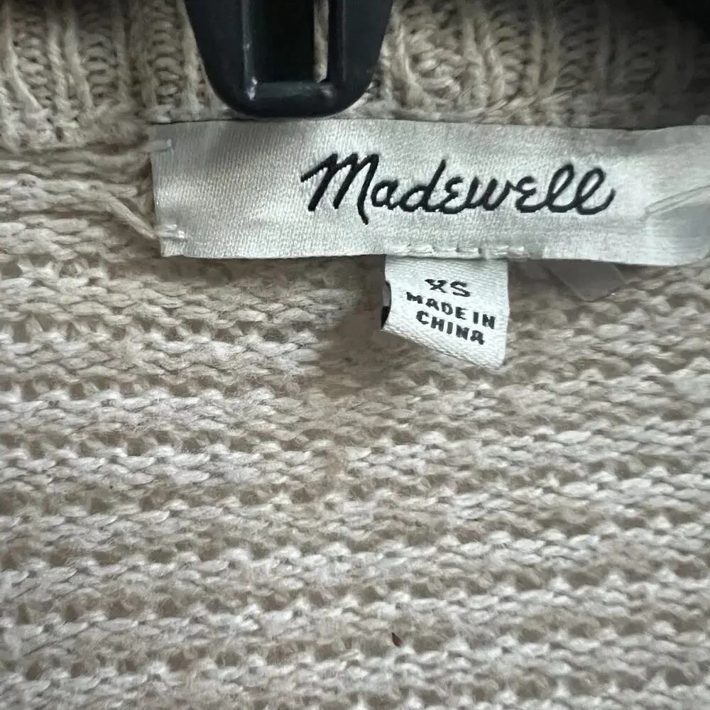 Madewell XS Seabank Cardigan Sweater Knit Oatmeal Open Front Drapey Relaxed